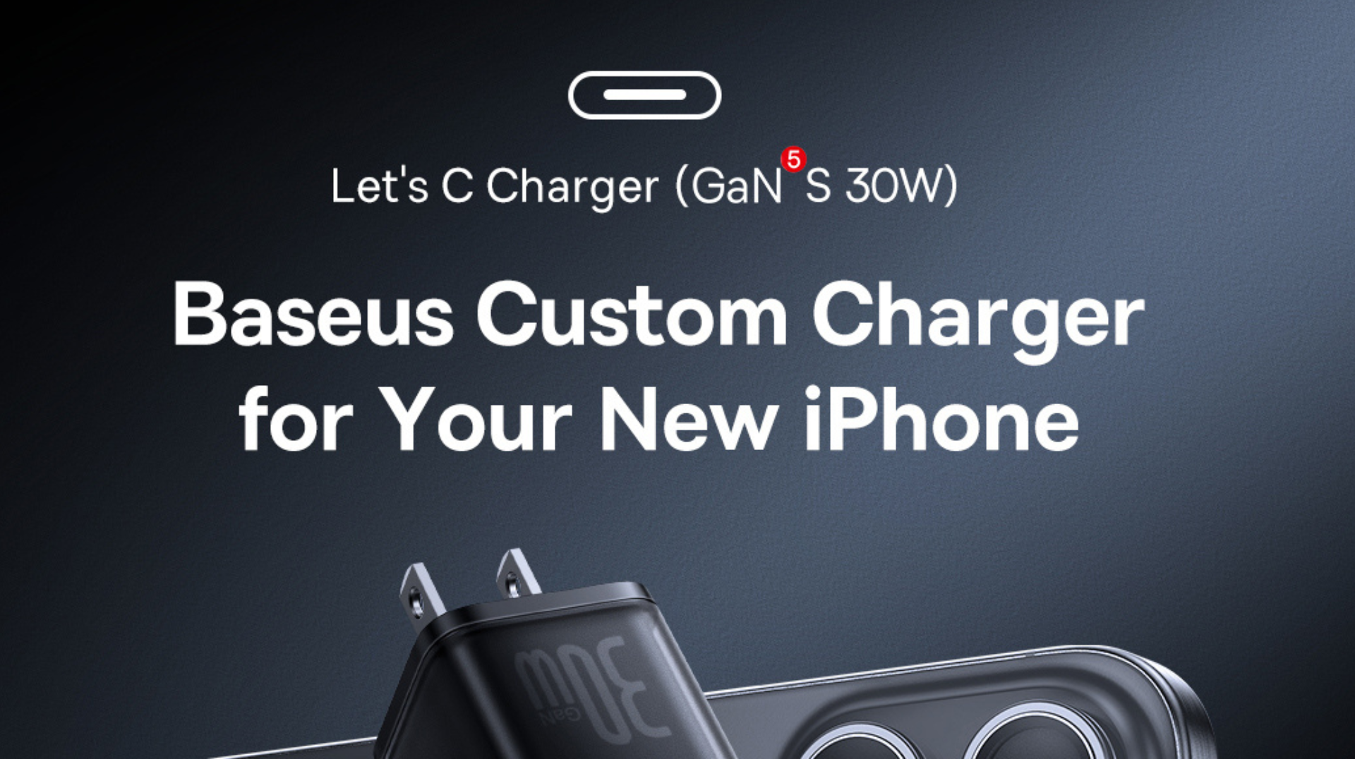 Baseus GaN5S Fast Charger 1C 20W US + Cable Type-C to Type-C 100W 1m