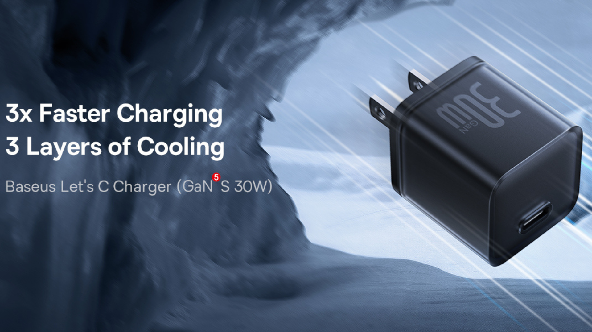 Baseus GaN5S Fast Charger 1C 20W US + Cable Type-C to Type-C 100W 1m